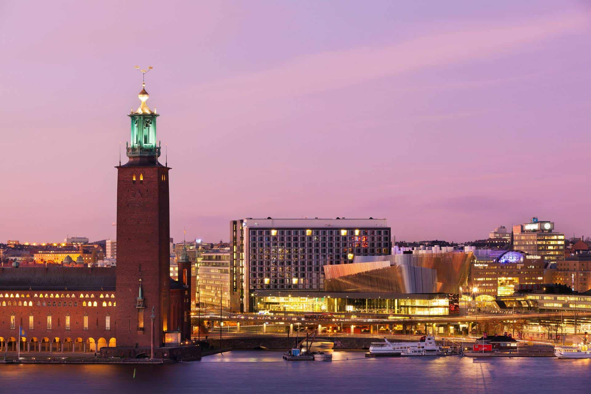 City Hall and Stockholm Waterfront buildings from Södermalm.